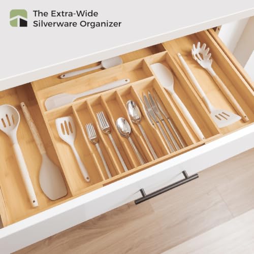 Silverware & Utensil Drawer Organizer, 18.5-33 in, Bamboo - view 6