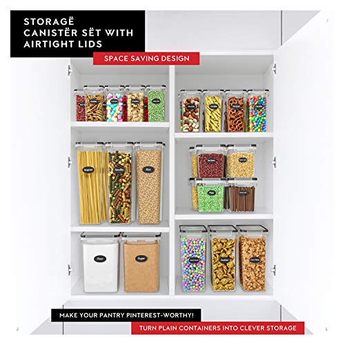 Flour Sugar Storage Containers Set of 4; 3.6L Plastic Airtight Food Storage Containers with Lids for Kitchen Pantry Organization and Storage - Dry Food Containers, Labels & Marker - view 2