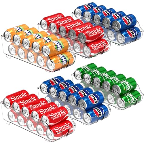 Soda Can Organizer Dispenser Refrigerator/Pantry, Set of 6
