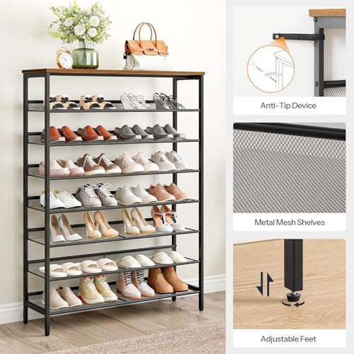Shoe Rack for Entryway, 8-Tier Shoe Shelf, Large Capacity Shoe Storage Organizer for 32-40 Pairs of Shoes, Front Door Entrance, Hallway, Closet, Space Saver, Rustic Brown and Black BF118XJ01G1 - view 7