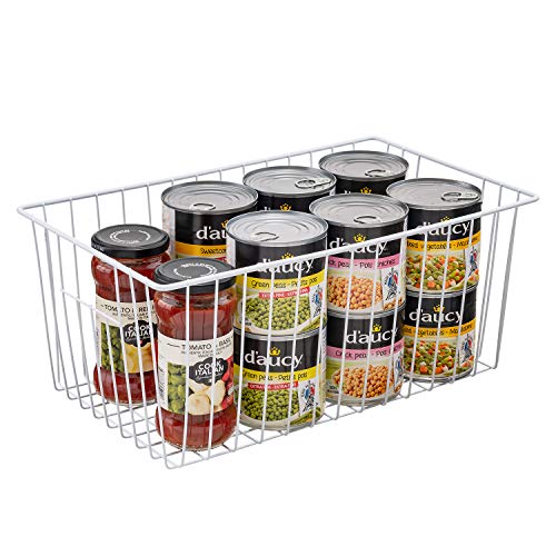 16inch Farmhouse Freezer Wire Baskets Organizer Storage Bins Large Organizer Baskets with Handles for Storage, Office, Kitchen, Pantry, Cabinet, Closets - Set of 6 (White 6) - view 5