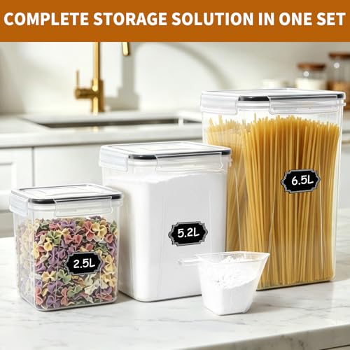 Flour Sugar Storage Containers, 10 Pack Large Airtight Food Storage Containers with Lids for Kitchen Pantry Organization and Storage, BPA Free Plastic Canisters Sets for Cereal, Rice and Baking - view 7