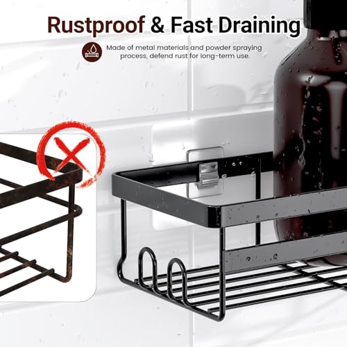 2 Pack Adhesive Shower Caddies, No Drill Bathroom Shelves, Large - view 6