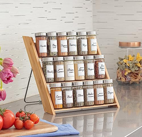 18 Jar Bamboo Compact Spice Rack with Spices Included & 5-Year Free Spice Refill Program for Countertop or Kitchen Drawer with Glass Jars - view 2