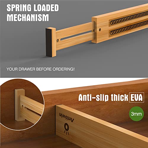 4 Pcs Expandable Bamboo Drawer Dividers, Fits 17.6-21.6" Drawers - view 3
