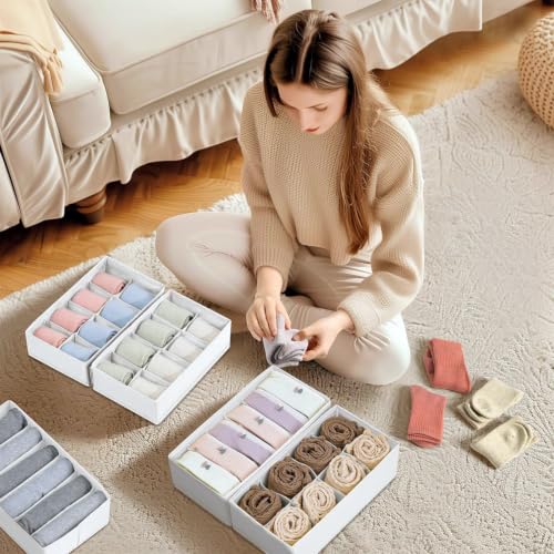 Drawer Organiser, Cupboard Organiser, Set of 8, Pax Organiser, 30 x 15 x 9 cm, Organiser System for Wardrobe, Children's Clothes, Socks, Changing Utensils, Pure White - view 4