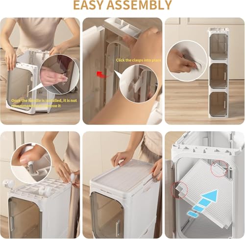 3-Tier Slim Narrow Bathroom Storage Cabinet, Cream White - view 6