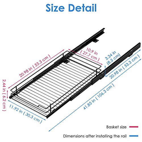Pull Out Cabinet Organizer, Heavy Duty Slide Out Pantry Shelves Sliding Drawer Storage for Home, Kitchen, Bathroom, 10.9" W x 20.98" D, Request at Least 12 inch Cabinet Opening, Black - view 2