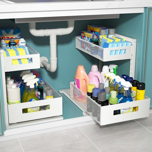 Under Sink Organizer, Metal Under Sink Organizers and Storage, Slide Out Pull Out Cabinet Organizer for Kitchen, Bathroom, Pantry, Laundry, Study, Black - view 8