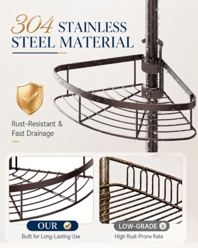 Rustproof Corner Shower Caddy Tension Pole for Bathroom Organizers - view 5