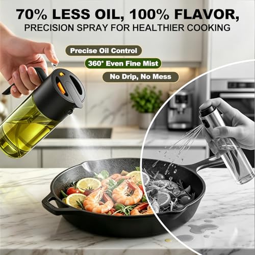2-IN-1 Oil Sprayer for Cooking,Oil Dispenser for Kitchen,500ML,Black - view 3