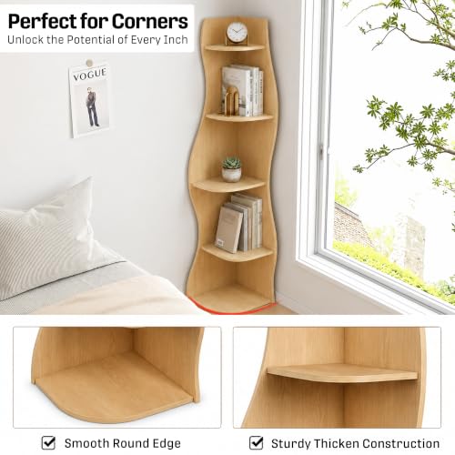 5-Tier S-Shaped Corner Shelf, Freestanding Curved Display Rack - view 7