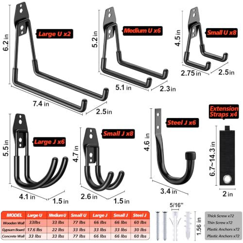 40-Pack Garage Hooks for Storage & Hanging Items, Save Space - view 2