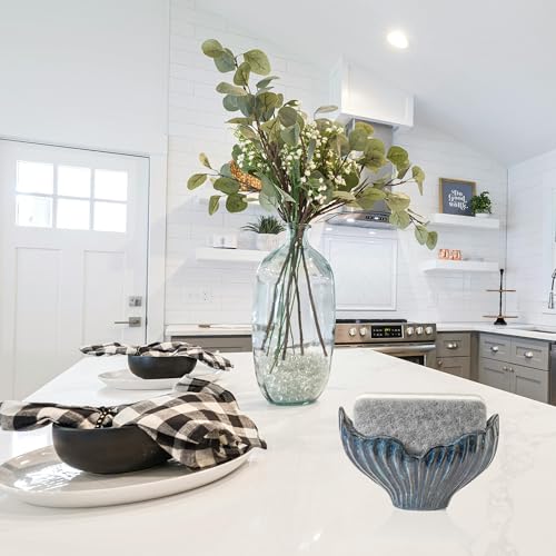 Blue Ceramic Fishtail Sink Sponge Holder Caddy Organizer - view 6