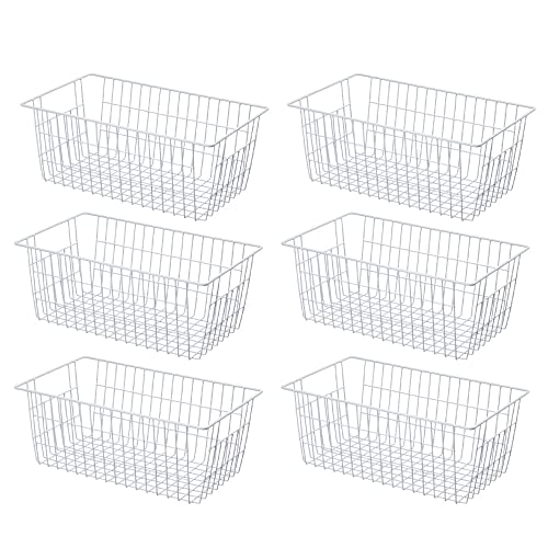 14" Upright Freezer Storage Baskets, Farmhouse Metal Wire Organizer Storage Bin for Kitchen Pantry, 6 Pack for 16/17 / 21 Cu.Ft Stand up Freezer