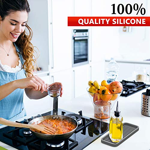 ZAPPOWARE Silicone Kitchen Sink Caddy Sponge Holder 9x3.5 (2-pack) Gray - Bathroom Vanity Tray Organizer, Kitchen Soap Tray for Dish Scrubber, Soap Dispenser and Sponge - view 5