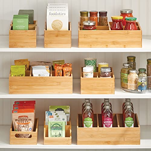 Bamboo Wood Organizer Storage Bin Box for Kitchen, Pantry, and Drawer Organization; Holder for Snacks, Juice Boxes, Utensils, Tea, Coffee - Echo Collection - 2 Pack - Natural - view 3