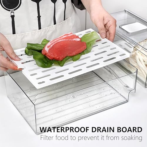 Fridge Organizers and Storage, BPA-Free Large Capacity Stackable Clear Fridge Organizer, With Strainer Layer Keep Fruits, Vegetables and Meat Fresh in refrigerator, freezer, Food Storage (2 Drawers) - view 5