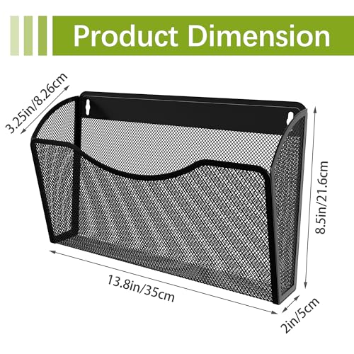 Wall File Organizer 3 Pack, Hanging File Organizer Wall Mount, Metal Mesh Folder Holder for Letter/A4 Papers, Mail Sorter for Office, Classroom, Home, Black - view 4