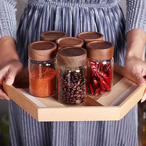 6 Pcs Small Glass Spice Jars with Label,High Sealing Threaded Mouth,with Black Printed Spice Labels - 8.79oz /260ml*6,Empty Cylinder Spices Bottles,Storage Jars with Airtight Screw Lids - view 6