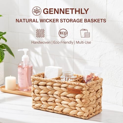 Woven Storage Baskets, 2 Pack Water Hyacinth Bins, 3-Section Home Organizer - view 2