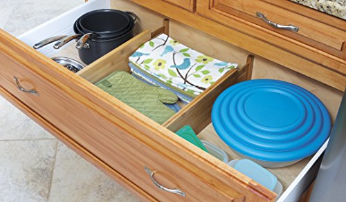 8897 Bamboo Wood Custom Fit Adjustable Deep Kitchen Drawer Dividers, Set of 2 - view 4