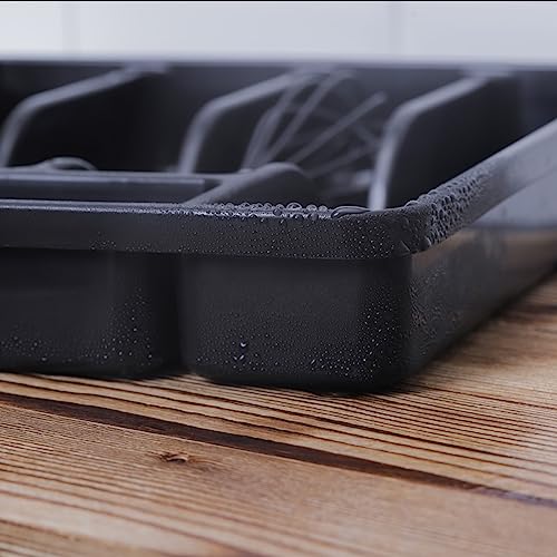 Silverware Organizer With Lid, Utensil Drawer Organizer. Removable Lid, 5 Slots Total Caddy for Flatware Cutlery Knives, Forks, Spoons.Black. - view 5
