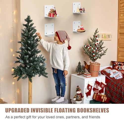 Invisible Floating Bookshelf, Heavy-Duty Hanging Bookshelves, Steel Constructed Wall Mounted Hidden Bookshelf with Mounting Hardware, 6PCS White - view 6