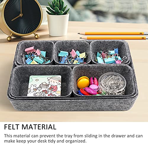 Desk Drawer Organiser Trays, 8 Pack Square Organizer Box Stackable Dividers, Save Desk Space Dividers Box for Home Office Cosmetics Storage Boxes (Dark Gray) - view 5