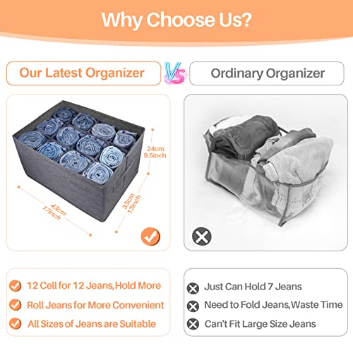 2 Pack 12-Grid Closet Organizers and Storage Bins with Dividers for Clothes - view 3