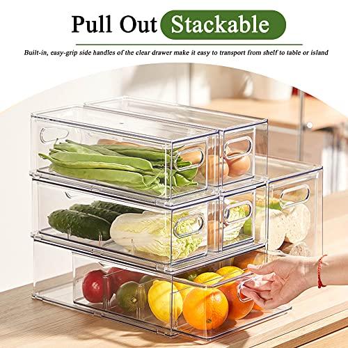 Refrigerator Organizers and Storage, 2 Pack BPA-Free Sturdy Stackable Clear Pull out Drawer Organizer Bins, Fridge Organizers and Storage for Fruit, Produce, Drink, Snack and Food Storage Containers - view 3
