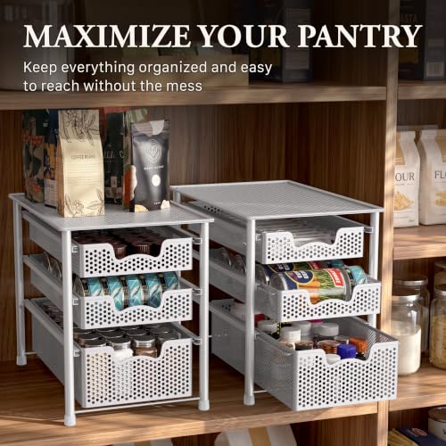 3 Tier White Alloy Steel Sliding Basket Organizer Drawer Cabinet - view 7