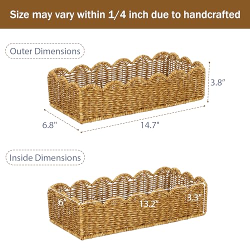 Toilet Paper Storage Organizer Basket, Scalloped Decorative Baskets for Over Toilet Shelves,Water Resistant & Easy Clean Handmade for Tank Top & Counter - view 2