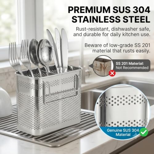 SUS 304 Silverware Basket for Dish Rack, Hanging Utensil Holder - view 4