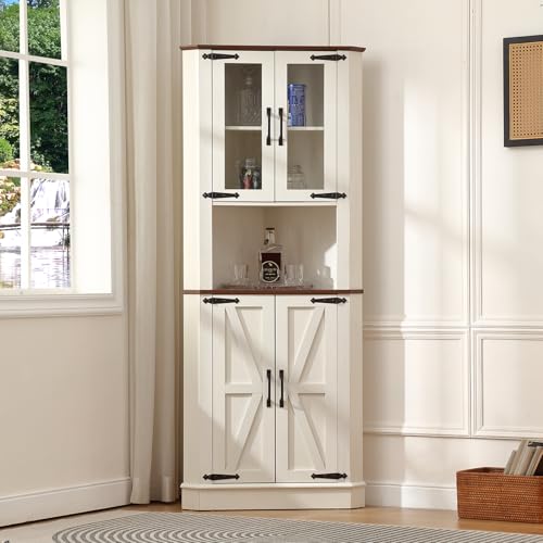 68'' Farmhouse Corner Storage Cabinet with Adjustable Shelf - view 3