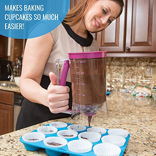Pancake Batter Dispenser and Silicone Pastry Mat - Perfect Baking Tool for Cupcakes, Waffles, Crepes, Cake or Any Baked Goods - Extra Large Baking Mat For Rolling Out Dough - 100% Silicone - view 4