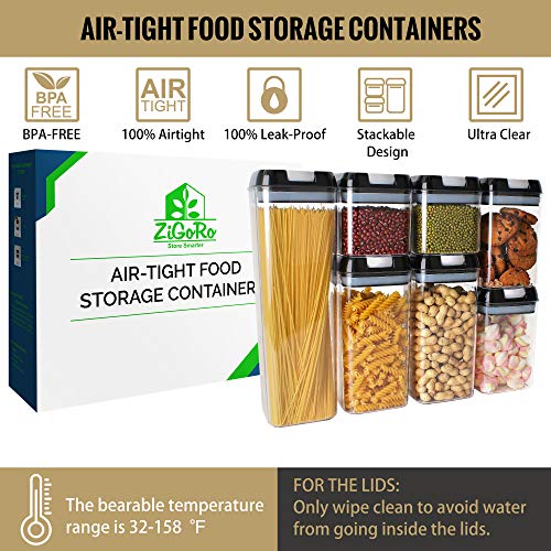 ZiGoRo Airtight Kitchen Food Storage Container Set with Lids - Pantry Kitchen Organizer Containers- Perfect as Cereal, Flour or Sugar Containers with Labels, Marker, Measuring Spoons & Spaghetti Gauge - view 2