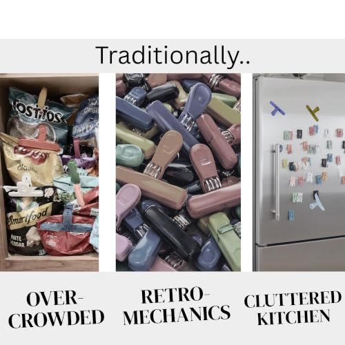 Pantry Organization Kit for Chip, Snack, and Food Bags - Bag Bands (5ct) with Storage Hook - Pantry Door Organizer for Airtight Snack Storage, Adjustable Clips - Space-Saving Alternative to Chip Clips- Black - view 6