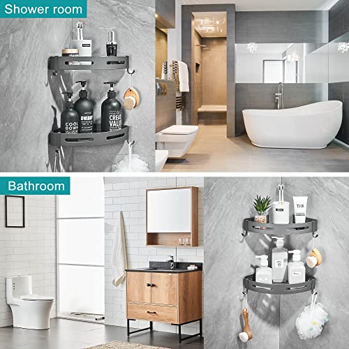 2-Tier Corner Shower Shelf, Dark Grey - view 3