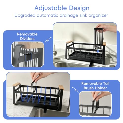Sponge Holder for Kitchen Sink Organizer Caddy with Dish Brush Holder, 304 Stainless Steel Self-Draining & Rustproof Sink Caddy for Sponge & Soap Dispenser & Scrubber Kitchen Accessories - view 5