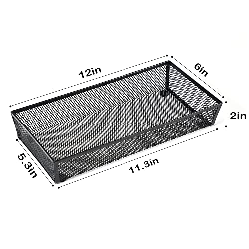 3 Pack Mesh Flatware Drawer Organizer for Kitchen/Office/Home Tools,Spoon Knife Fork Organizers Box Utensil Tabletop Storage Tray (12 x 6 x 2 Inch) - view 2