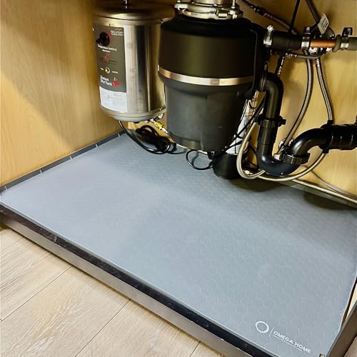 Under Sink Mat for Kitchen Waterproof 34"x22", Kitchen Cabinet Liner, Shelf Liner for Cabinets, Silicone Mat, Under Sink Liner