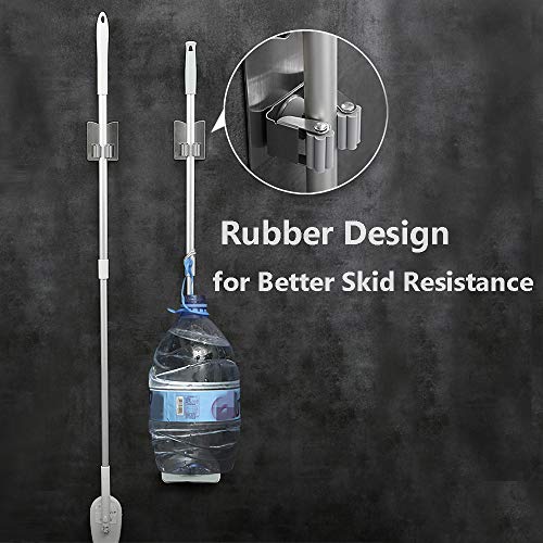 Stainless Steel Mop Broom Holder Organizer, Self Adhesive Wall Mounted Mop Organizer Storage Rack Clip for Kitchen Bathroom and Garage (Model 2 (2 Pakck)) - view 2