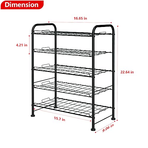 Water Bottle Organizer 5 Tier FreeStanding Water Bottle Storage Rack Metal Beverage Can Dispenser for Pantry, Kitchen Cabinet Countertop, Black - view 3