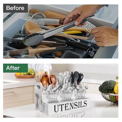 Extra Large Kitchen Utensils Holder, 2 Tier, 4 Compartments - view 3