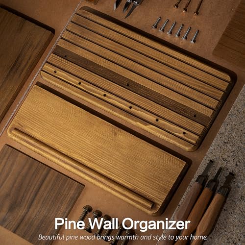 Key Holder Wall Mount with 6 Hooks for Entryway, Light Brown - view 6