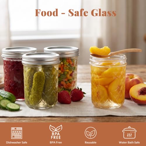 16 oz 12 Pack Crystal Mason Jars With Airtight Lids - view 5