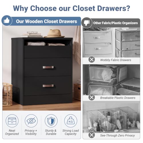 20.5" Closet Drawers Wood Closet Organizers and Storage Black - view 4