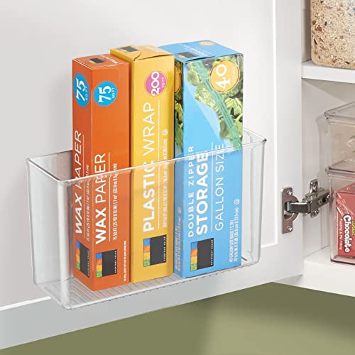Plastic Adhesive Mount Storage Organizer Container for Kitchen or Pantry Wall Organization - Space Saving Holder for Sandwich Bags, Foil - 11" Wide - Ligne Collection - Clear - view 3