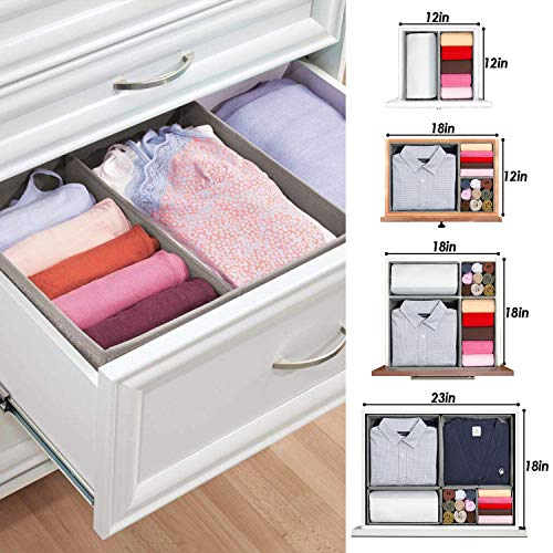 Foldable Underwear Drawer Organizer, Closet Dividers, Storage Box for Clothes, Socks (6 Bins, Gray) - view 3